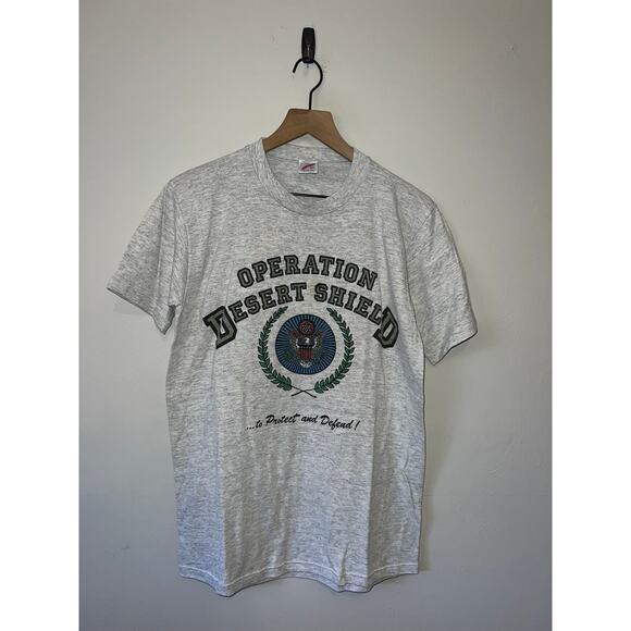 Vintage Desert Shield Shirt Operation Army Soldier War Tee VTG 90s Large - Picture 1 of 10